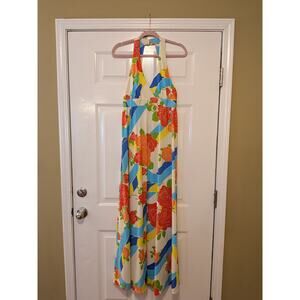 Vintage Tori Richard Honolulu Ward Taylor Hawaiian Halter Dress Size 12 60s 70s
